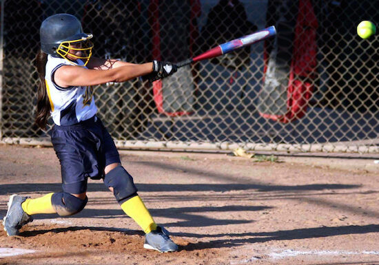 Way to swing the bat in fastpitch softball. Eye on the ball, Full extension swing, right hand over left wrist, left leg straight out, right toe pointing down towards China!